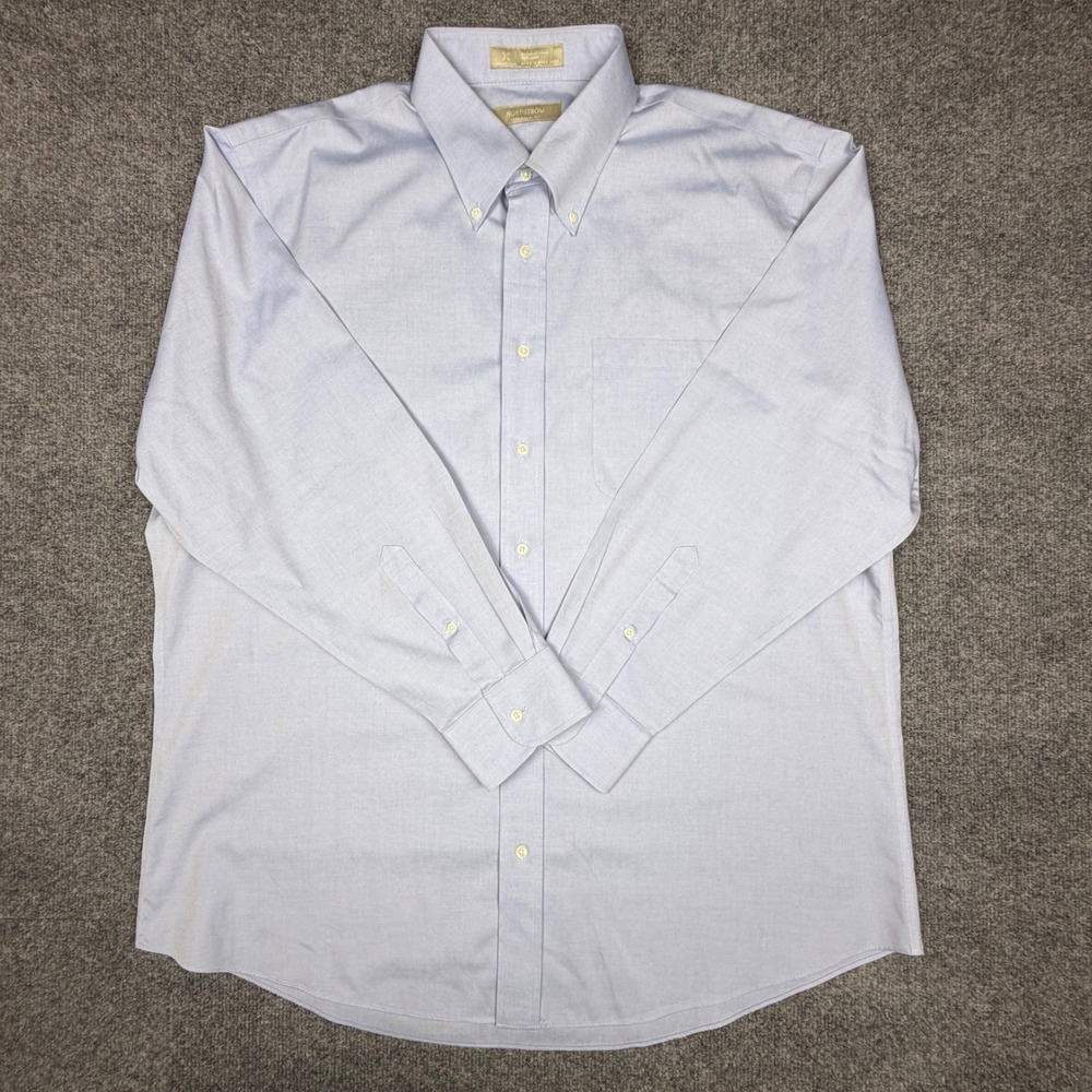 Nordstrom Smartcare Light Blue Dress Shirt 17.5 34 Traditional Fit Oxford Cotton